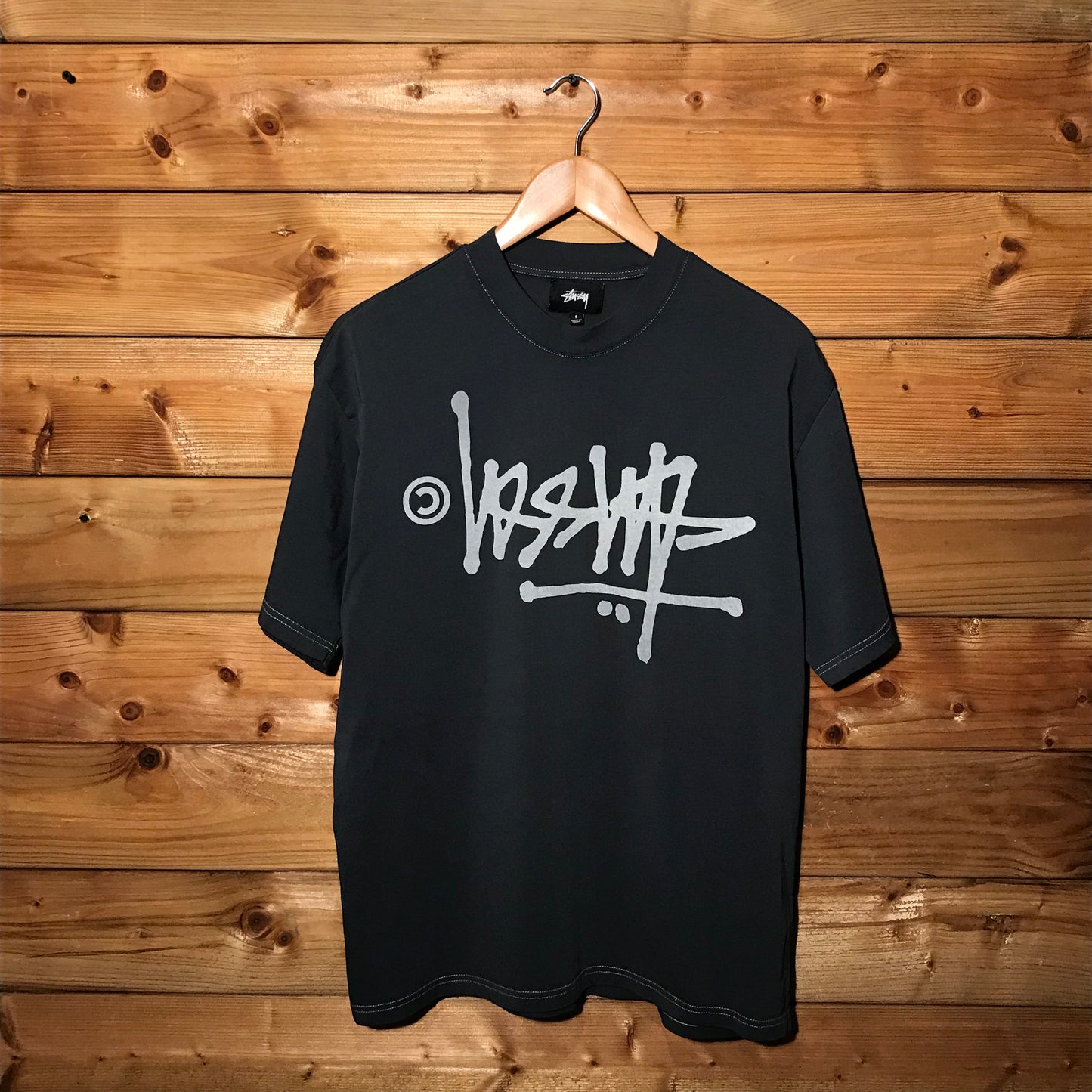 Stüssy Upside Down Script Spellout t shirt