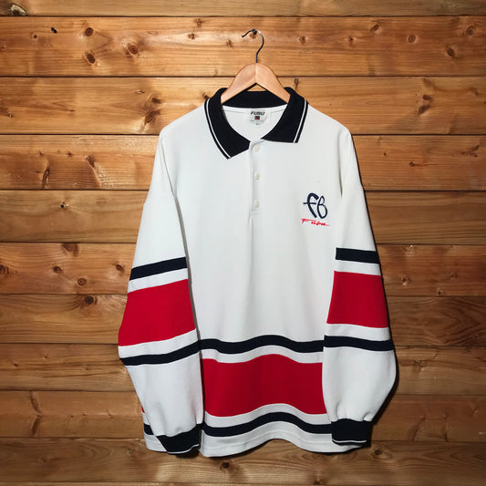 Fubu Striped button up long sleeve polo t shirt