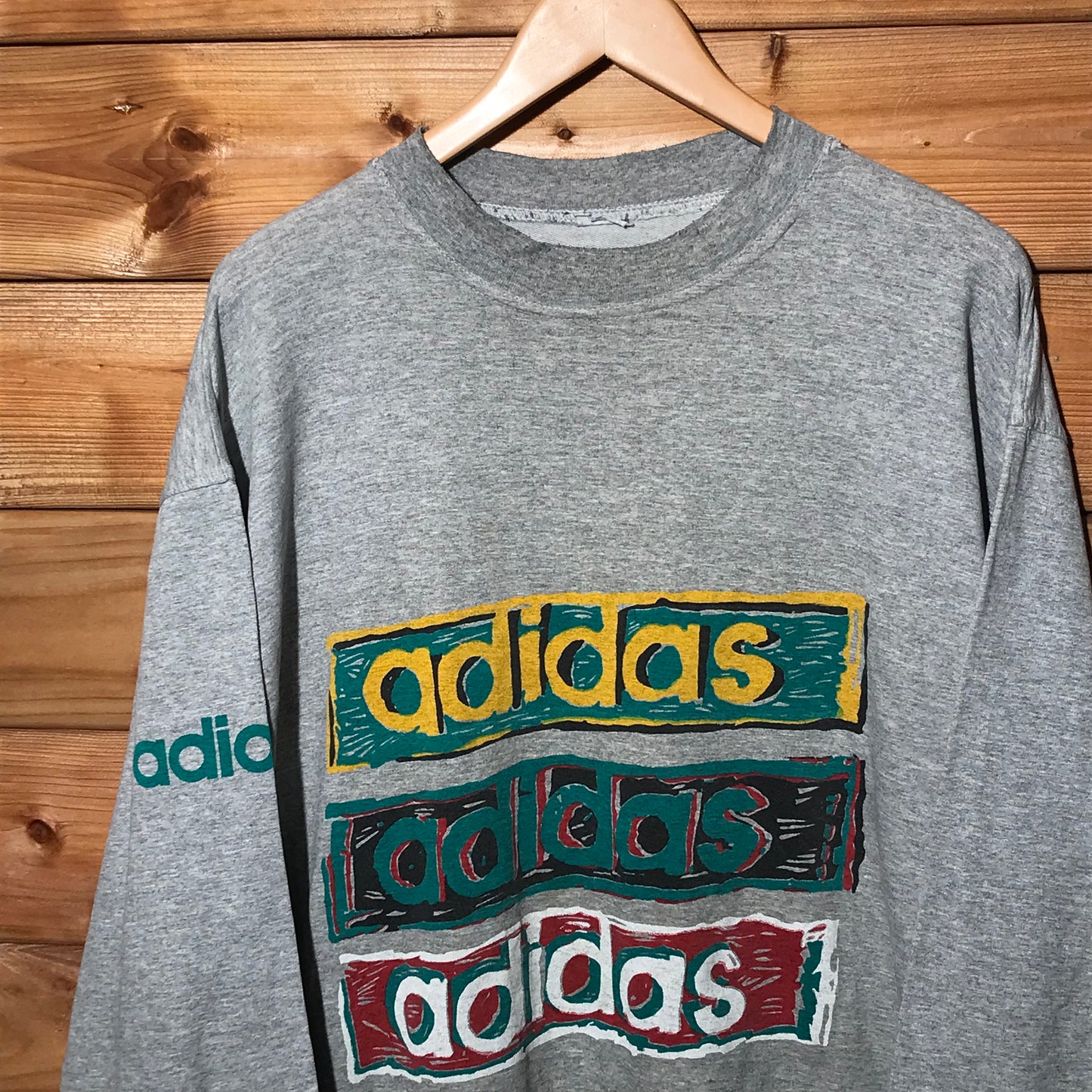 80s Adidas Three Spellout long sleeve t shirt