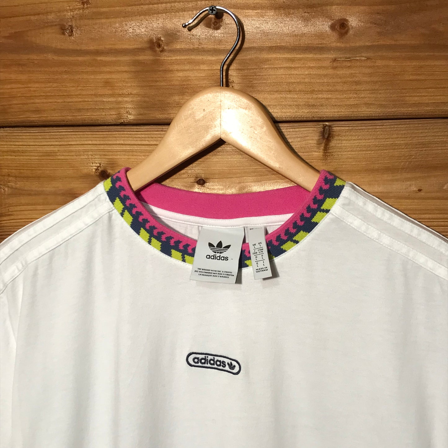 Adidas Neon Collar Spellout t shirt