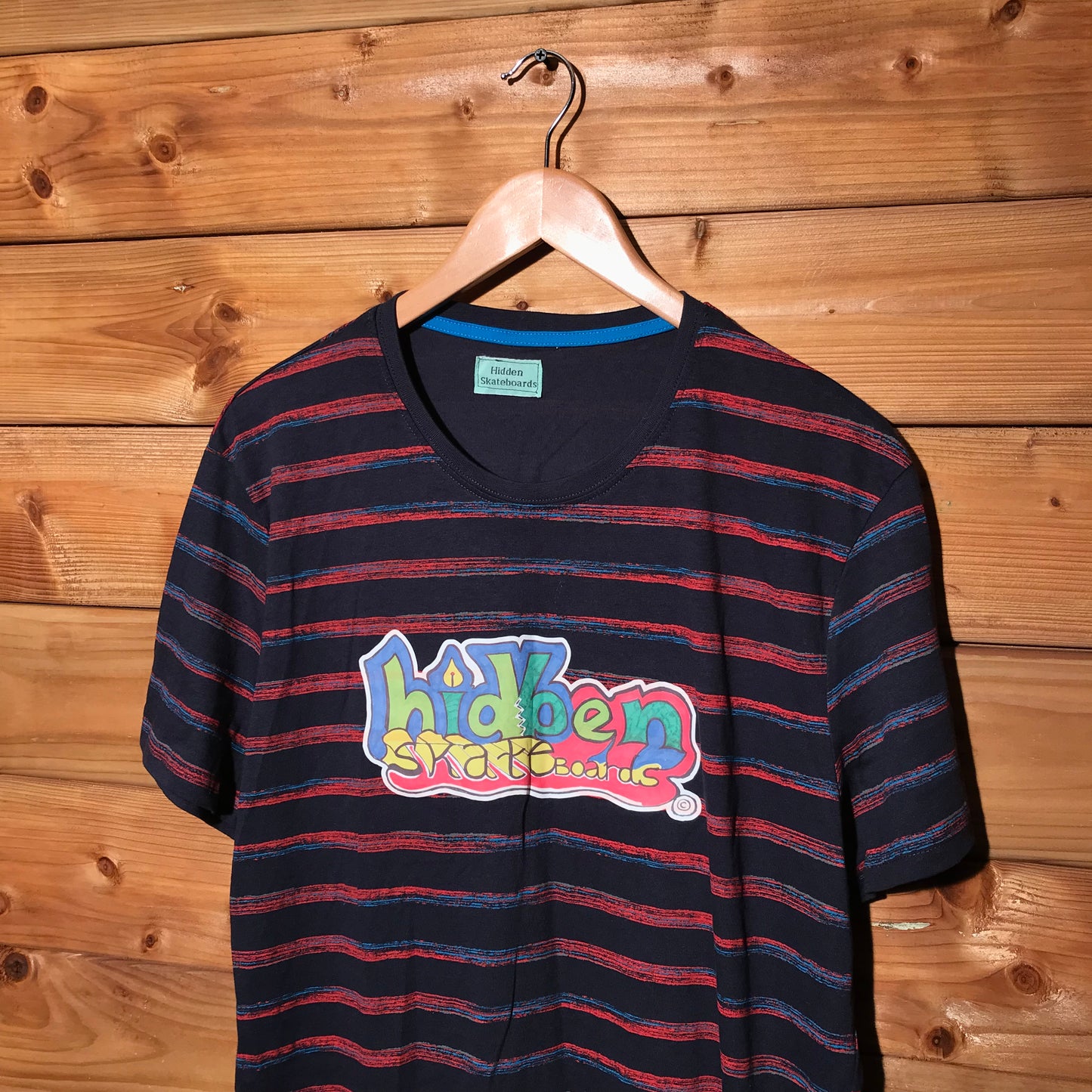 Hidden Skateboards striped t shirt