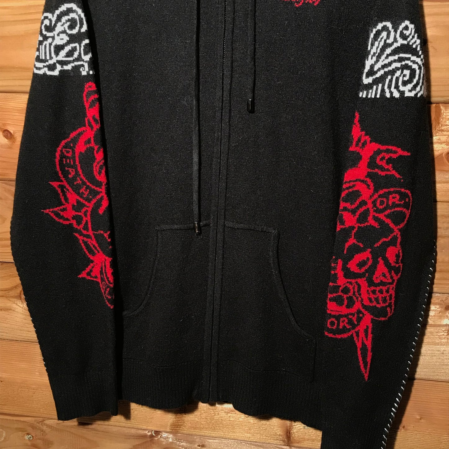 Ed Hardy Tiger lightweight knit zip up hoodie