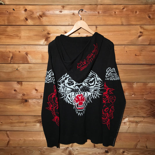 Ed Hardy Tiger lightweight knit zip up hoodie